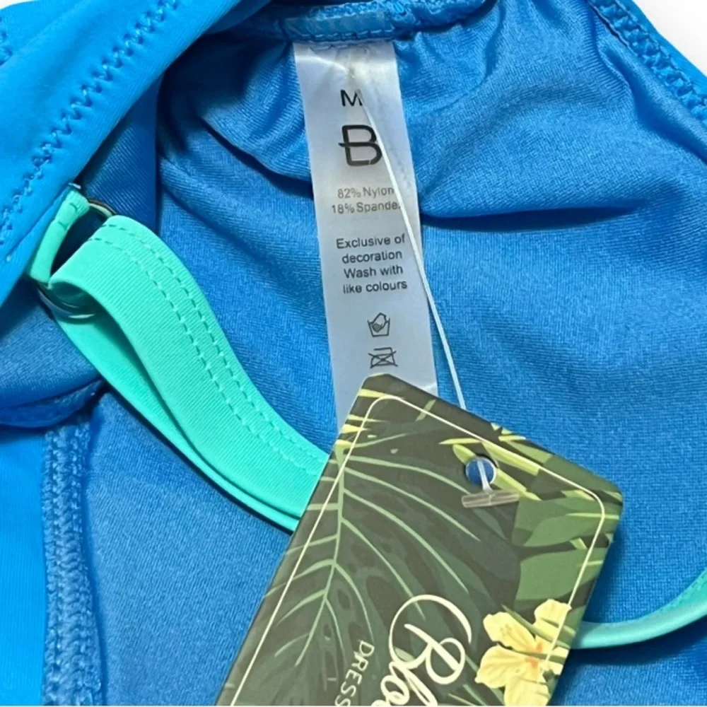 Medium Blooming Jelly Bikini Two Piece Blue Laced High Waist - Picture 6 of 7